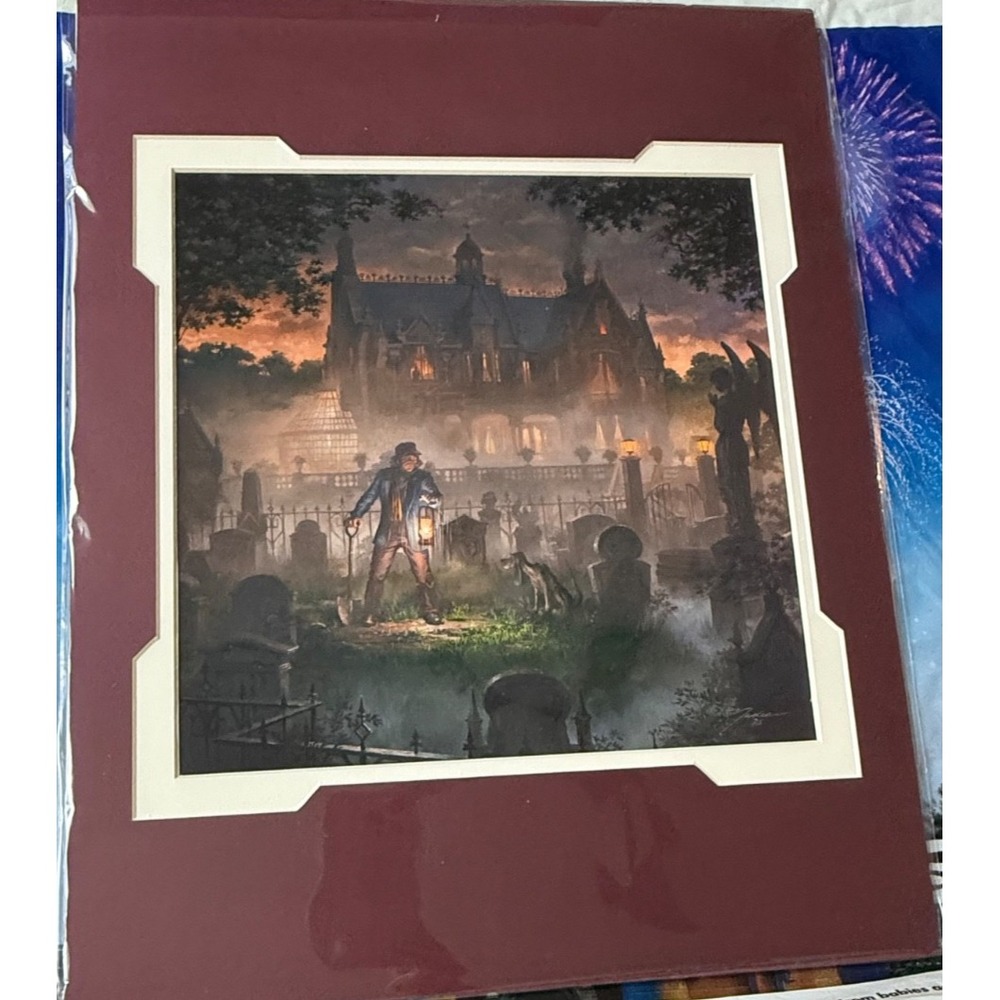 2026 Disney Haunted Mansion Print John Nadeau SIGNED 14x18" The Gravedigger